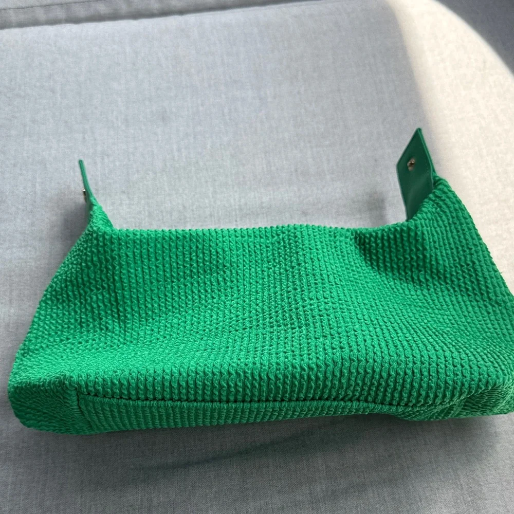 kate spade green woven cosmetic pouch